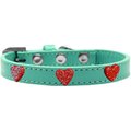 Mirage Pet Products Red Glitter Heart Widget Dog CollarAqua Size 18 631-12 AQ18